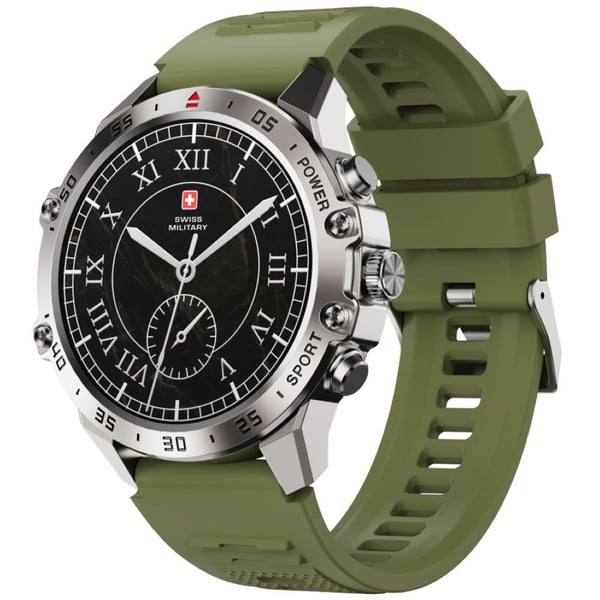 SWISS MILITARY DOM 5 WATCH WITH SILICONE STRAP GREEN  SM-WCH-DOM5-SILFGRNSIS
