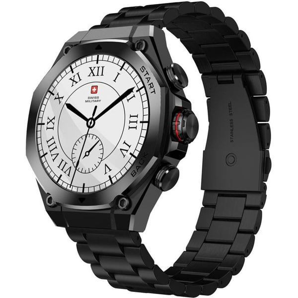 SWISS MILITARY DOM 6 WATCH WITH GUN METAL STRAP BLACK SM-WCH-DOM6-BLKGUNMS