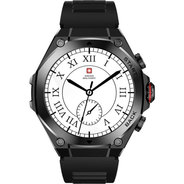 SWISS MILITARY DOM 6 WATCH WITH STAINLESS STEEL STRAP BLACK SM-WCH-DOM6-BLKSS
