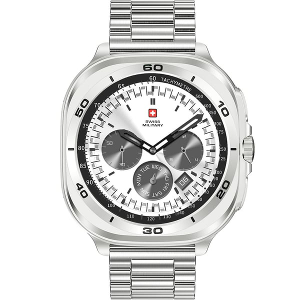 SWISS MILITARY DOM 7 SILVER FRAME WITH SILVER STAINLESS STEEL STRAP SM-WCH-DOM7-SILF-SILSTL