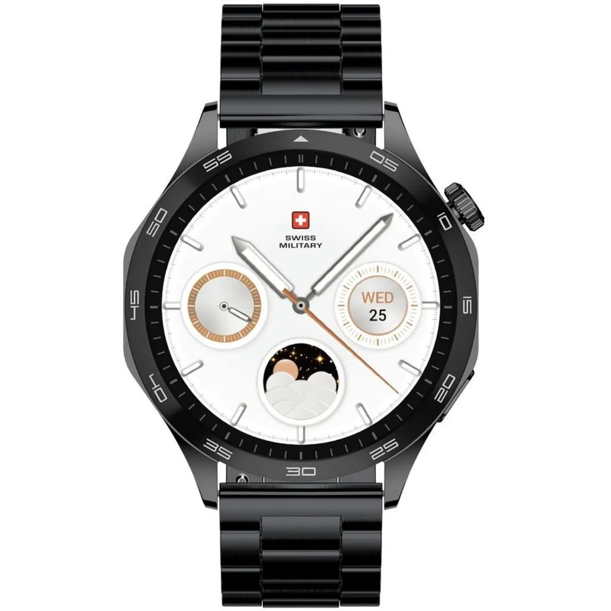 SWISS MILITARY SWISS INTERNATIONAL SMART WATCH BLACK METAL STRAP SM-WCH-INT-BLKFBMS