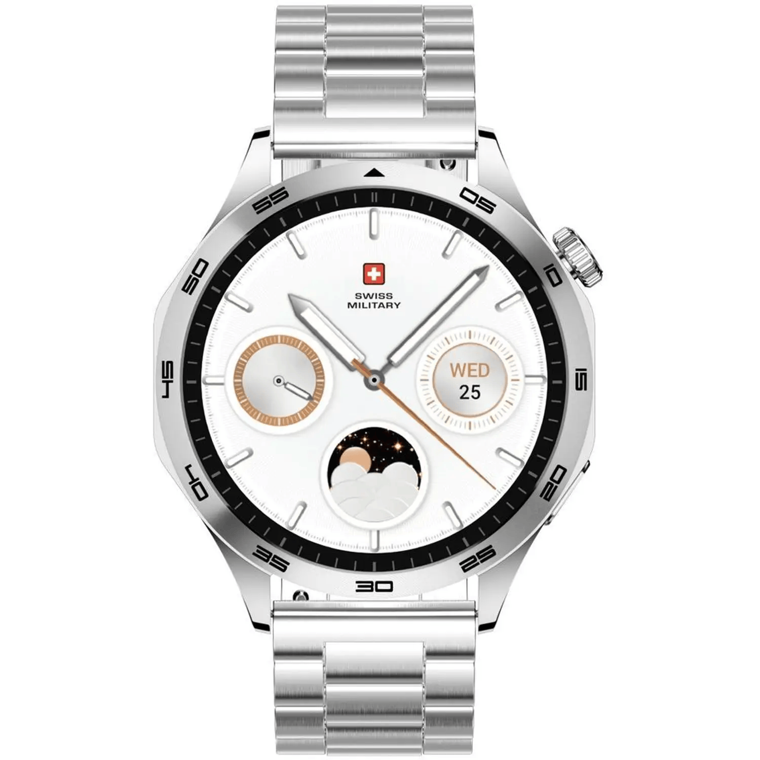SWISS MILITARY SWISS INTERNATIONAL SMART WATCH SILVER METAL STRAP SM-WCH-INT-SILFSILMS