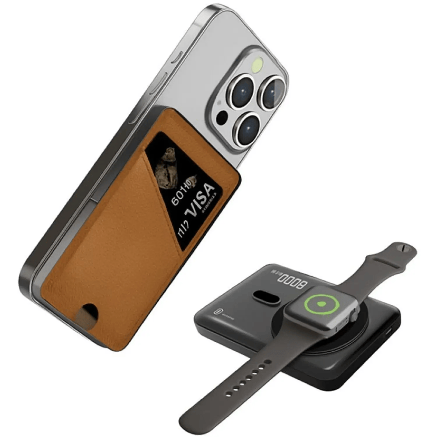 SWISS MILITARY 5000MAH 3 IN 1 WIRELESS MAGNETICS CHARGING STANG PORTABLE POWER BANK-BROWN