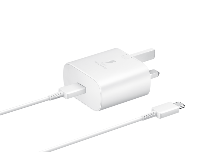 SAMSUNG TRAVEL ADAPTER 25W WITH TYPE C TO TYPE C CABLE WHITE EP-TA800XWEGAE