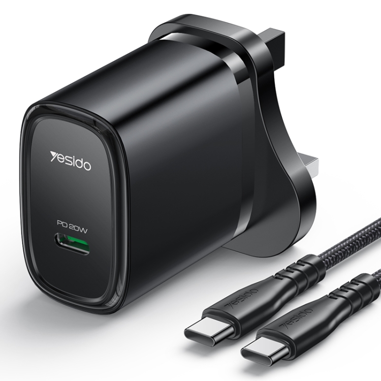YESIDO 20W FAST USB-C CHARGER BLACK YC76BC