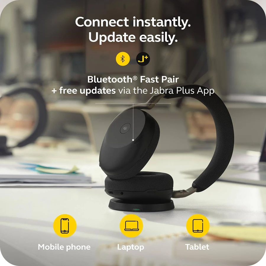 JABRA EVOLVE 3 85 MS WIRELESS BLUETOOTH HEADSET LINK390A BLACK-38599-999-999 thumbnail 6