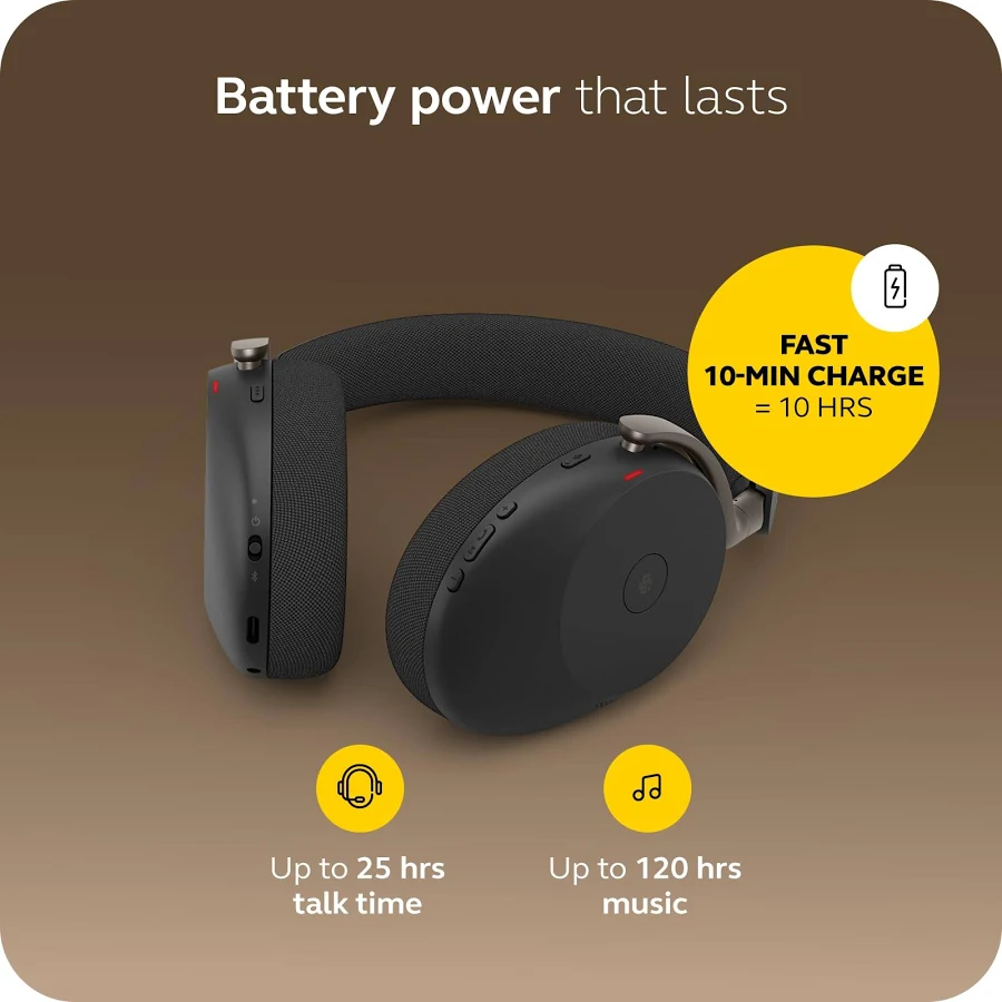 JABRA EVOLVE 3 75 MS WIRELESS HEADSET LINK390A BLACK-37599-999-999 thumbnail 2