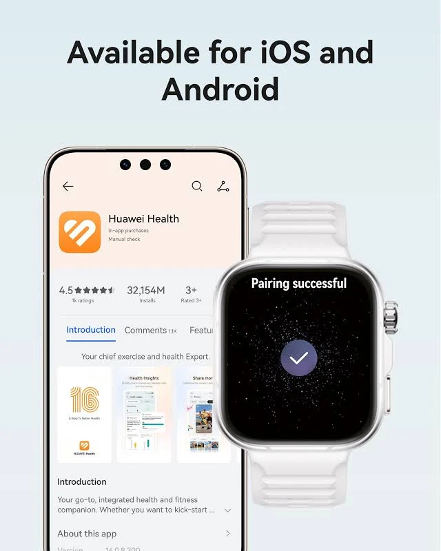 HUAWEI WATCH FIT 5 PRO WHITE ALUMINUM ALLOY CASE WHITE FLUOROELASTOMER STRAP NKI-B29 55020HRE thumbnail 2