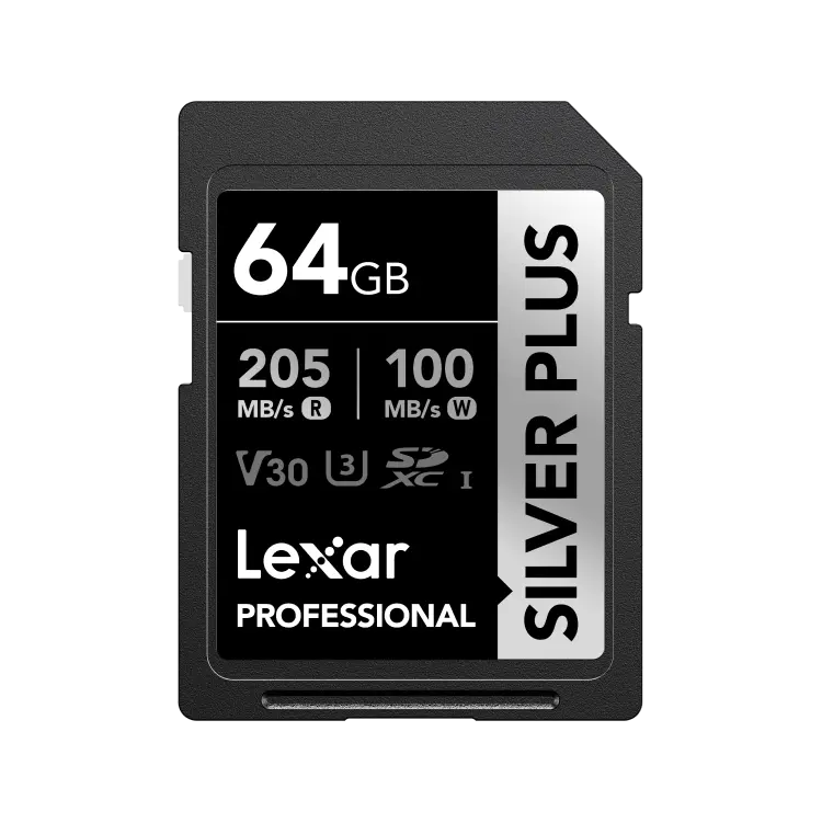 LEXAR PROFESSIONAL SILVER PLUS SDXC UHS-I CARDS 205MBPS-64GB LSDSIPL064G-BNNNG