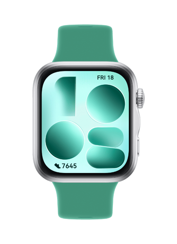 HUAWEI WATCH FIT 5 SILVER ALUMINUM ALLOY CASE GREEN FLUOROELASTOMER STRAP NKI-B09 55020HRH
