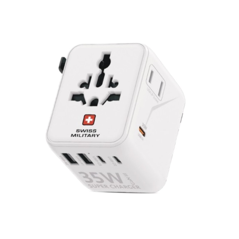 SWISS MILITARY 35W TRAVEL ADAPTER GAN II SUPER CHARGER WHITE SM-TC-35W-GAN-WLD-WHITE