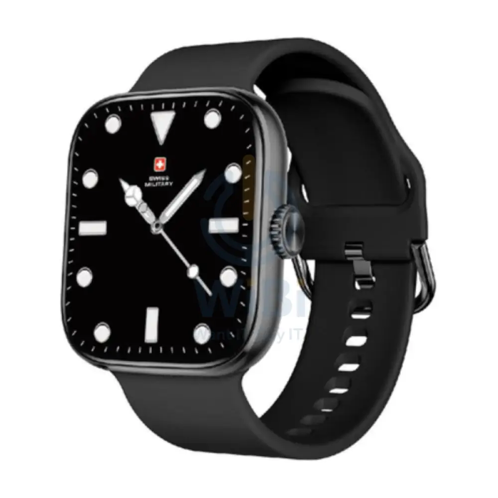 SWISS MILITARY ALPS 4 BLACK WATCH WITH BLACK SILICONE STRAP SM-WCH-ALPS4-BLKF-BLKSS