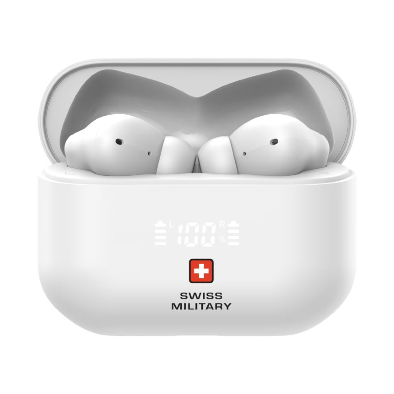 SWISS MILITARY VICTOR 7 ACTIVE NOISE CANCELLATION EARBUDS WHITE SM-TWS-VICTOR7-4MIC-ANC-LED-WH