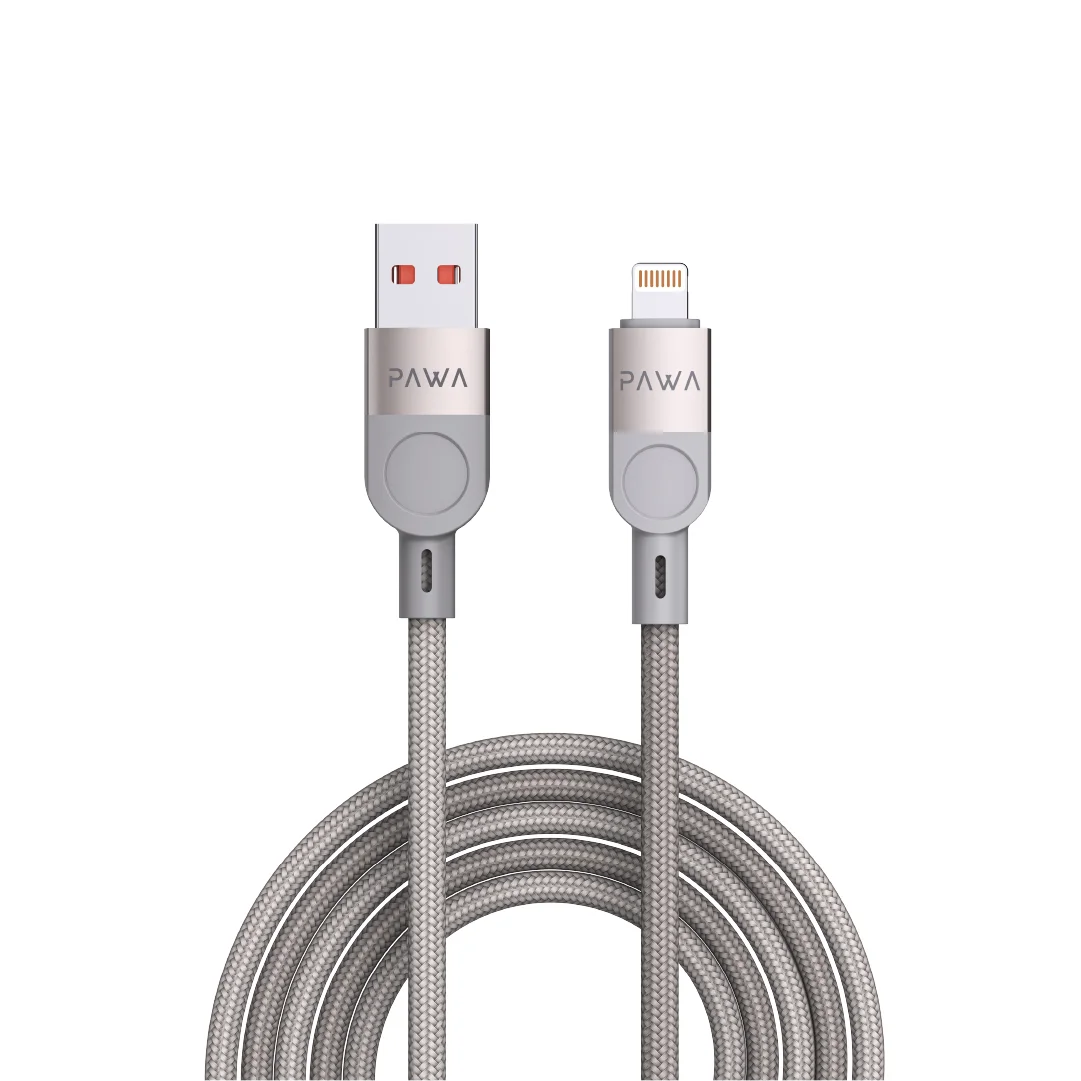 PAWA LEVIN USB A TO LIGHTNING 3.1A BRAIDED CABLE 1.2M GREY TITANIUM PW-12BDC252-GYTT