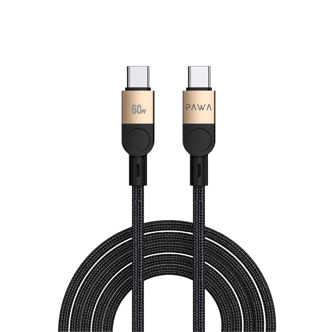 PAWA LEVIN USB C TO USB C BRAIDED CABLE 1.2M 60W DESERT BLACK PW-12BDC253-DTBK
