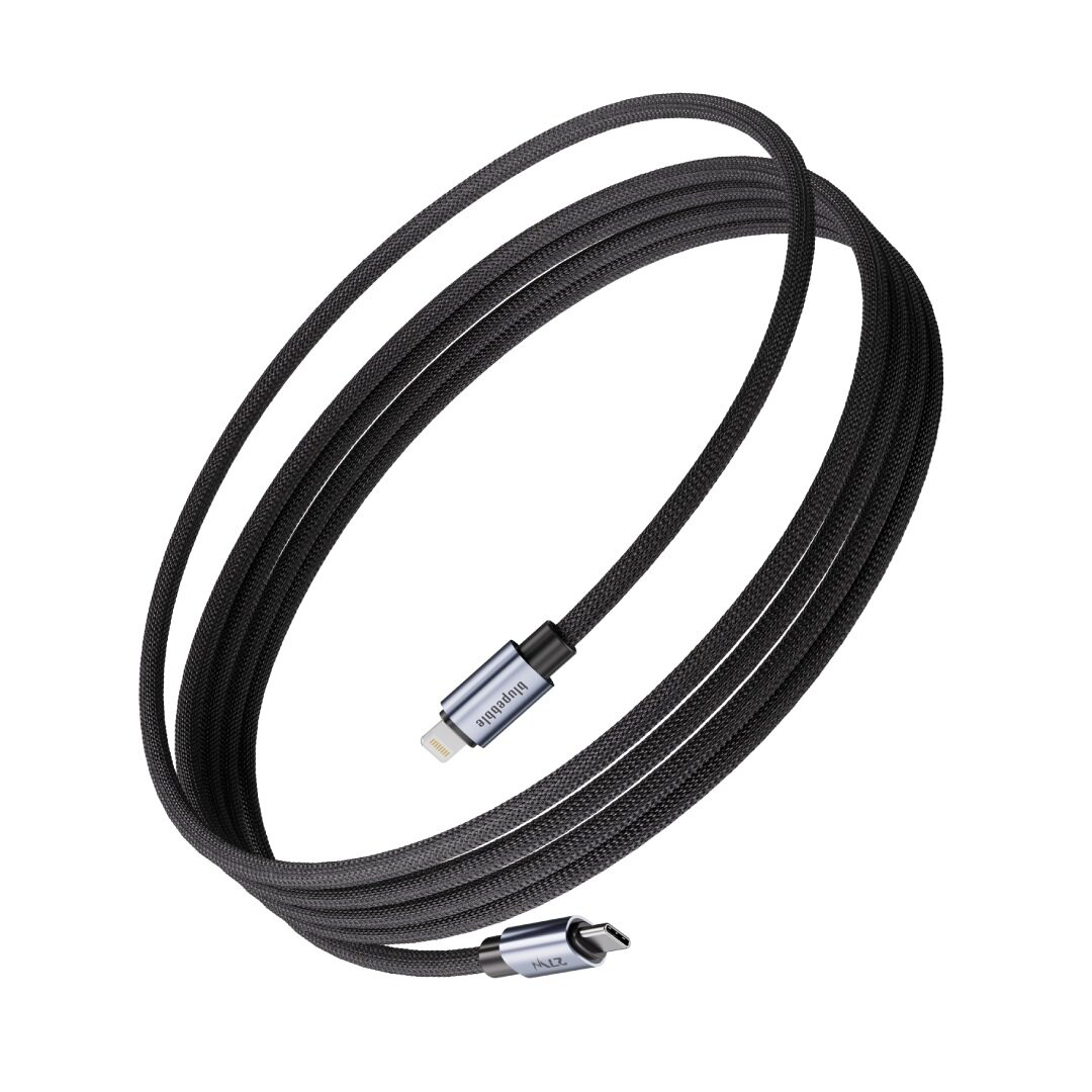 BLUPEBBLE POWERFLOW 27W USB-C TO LIGHTNING BRAIDED CABLE 2M BLACK BP-PFUSBCL2BR27W-BK