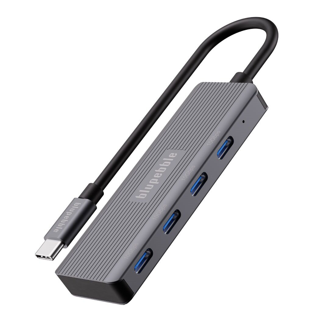 BLUPEBBLE C4 MULTIPORT 4-PORT HUB USB-C 3.2 GRAY BP-C4MULTIHUB4IN1-GY