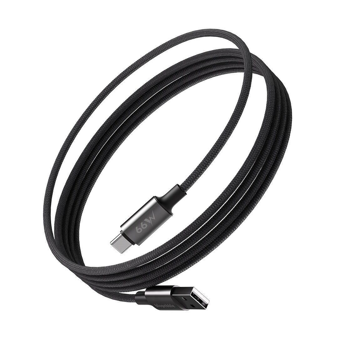 BLUPEBBLE POWERFLOW USB-A TO USB-C CABLE PD 66W 1.2 METER BLACK BP-USBA2C1.2M66W-BK