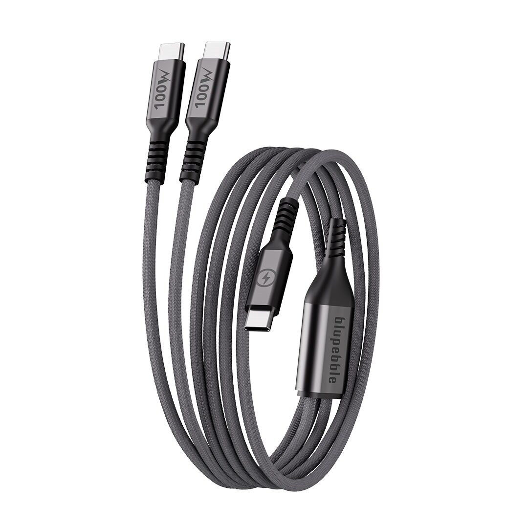 BLUPEBBLE POWERFLOW 3IN1 USB-C TO USB-C PD 100W CHARGE & SYNC CABLE 1.2M BLACK BP-PFUSBC1.2M100W-BK
