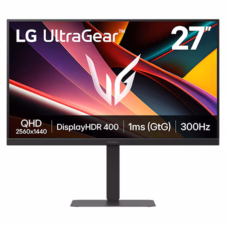 LG 27 INCH ULTRAGEAR QHD 2560 X 1440 IPS DISPLAY 300HZ 1MS GAMING MONITOR BLACK 27G640AB