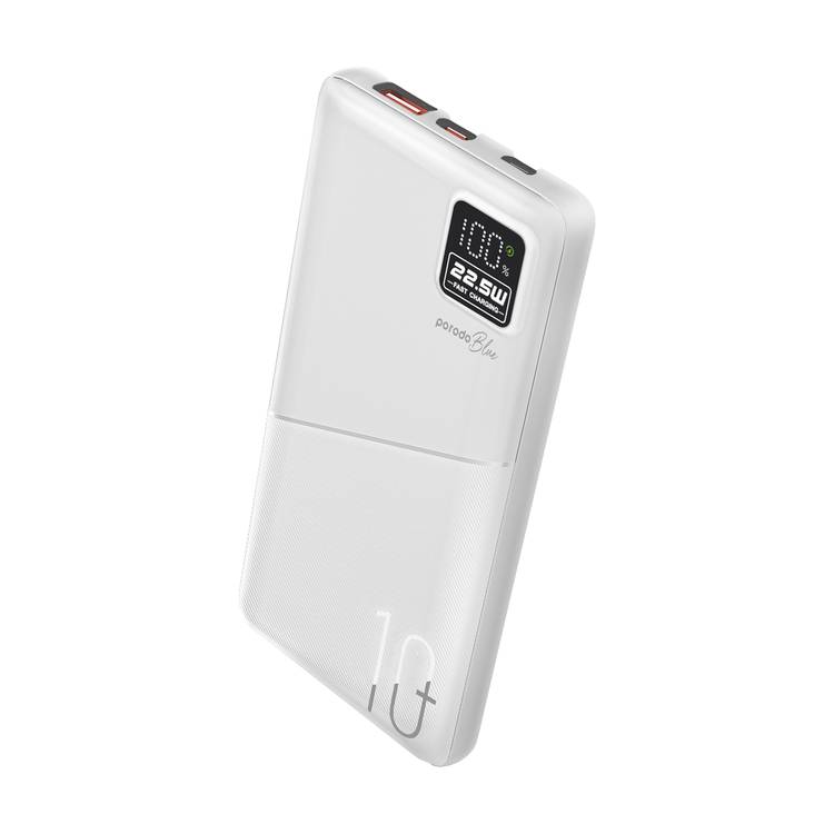 PORODO BLUE 10000MAH QUICK CHARGE POWERBANK USB A TO USB C WHITE PB-PBFCH053-WH