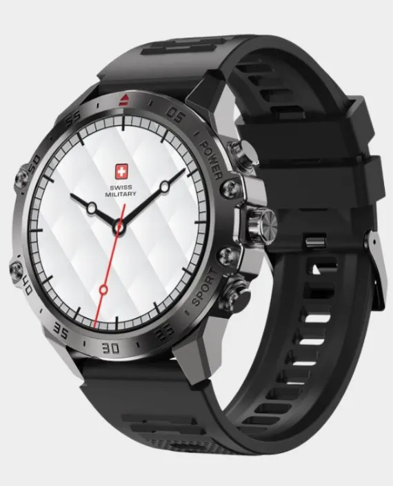 SWISS MILITARY DOM 5 WATCH WITH SILICONE STRAP BLACK SM-WCH-DOM5-GUNF-BLKSIS