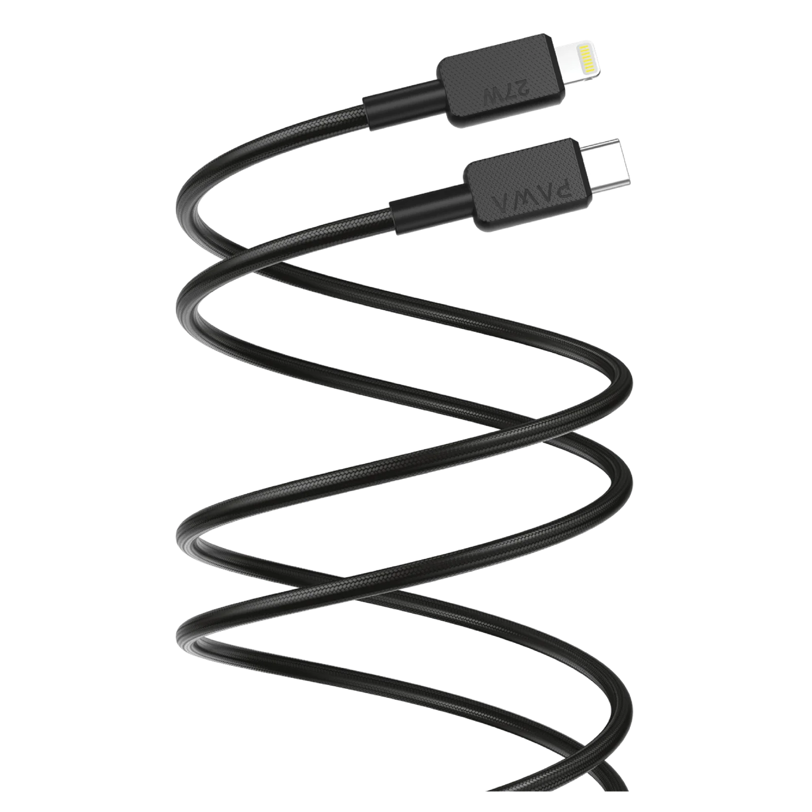 PAWA EL CARO SERIES USB C TO LIGHTNING 27W PREMIUM BRAIDED 1.2M CABLE BLACK PW-12BD27CL-BK
