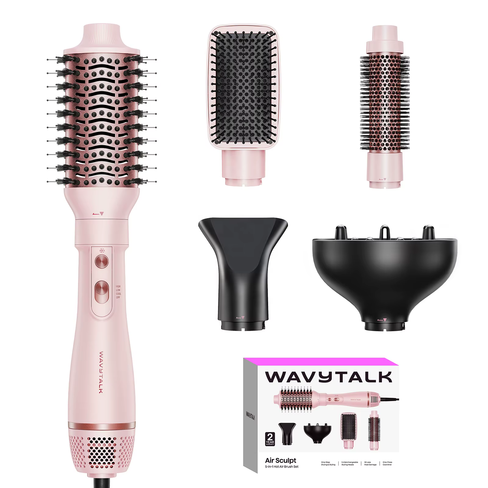 WAVYTALK AIR SCULPT 5 IN1 HOT AIR BRUSH SET PINK 639S
