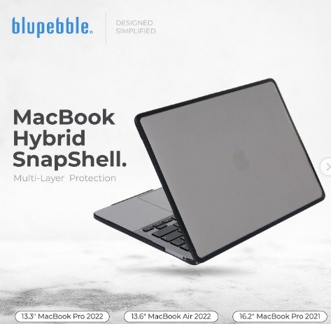 BLUPEBBLE MACBOOK AIR 13.6 INCH HYBRID SNAP SHELL (2022) BP-MBHSS13AIR-BK
