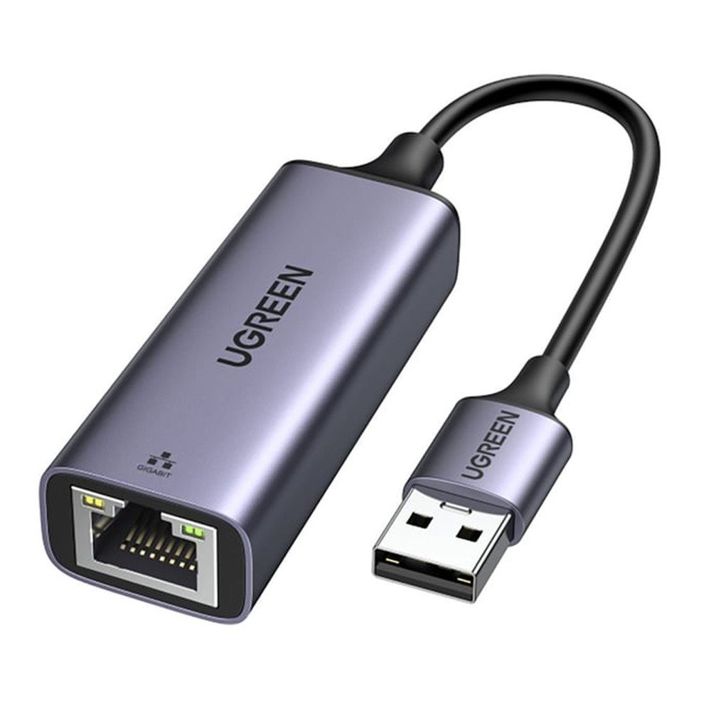 UGREEN USB TO RJ45 ETHERNET ADAPTER ALUMINUM CASE SPACE GRAY 50922