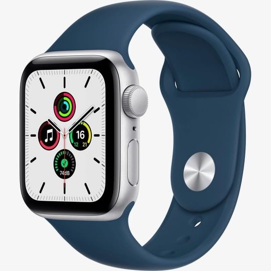 APPLE WATCH SE GPS 40MM SILVER ALUMINIUM CASE WITH ABYSS BLUE SPORT BAND MKNY3