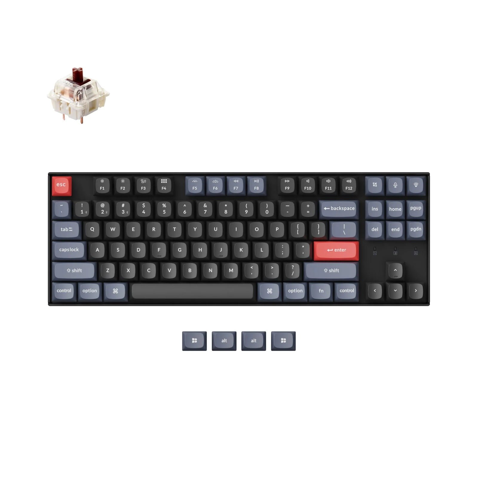 KEYCHRON K8 PRO 87 KEYS GATERON GPRO MECHANICAL KEYBOARD WHITE BACKLIGHT BROWN K8P-G3