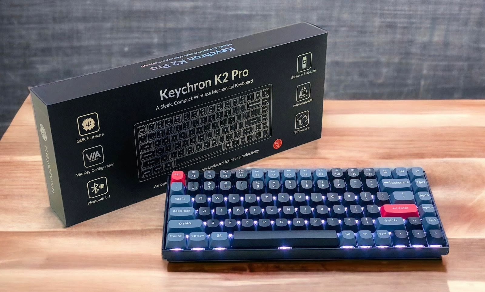 KEYCHRON K2 PRO 84 KEYS KEYCHRON K PRO MECHANICAL KEYBOARD  WHITE BACKLIGHT BROWN SWITCHES K2P-G3 thumbnail 2