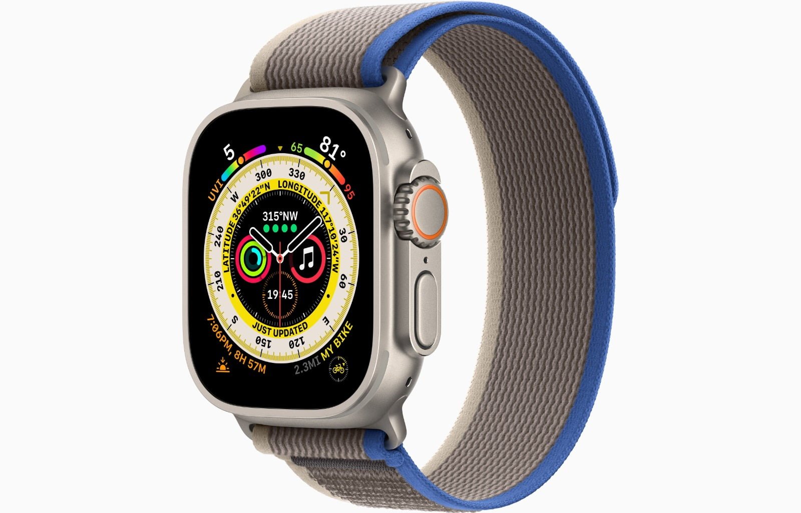 APPLE WATCH ULTRA 49MM TITANIUM CASE BLUE/GREY TRAIL LOOP