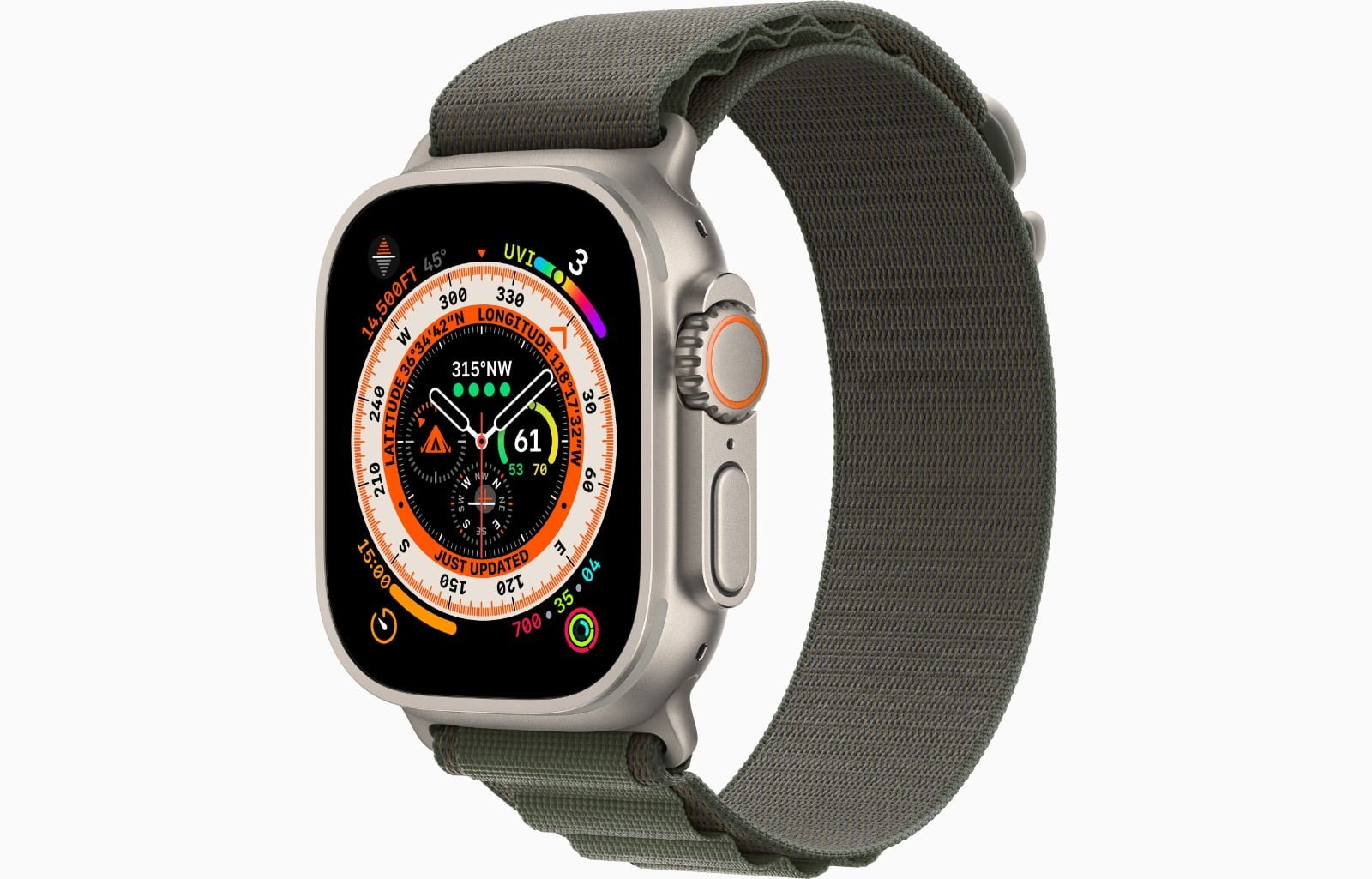 APPLE WATCH ULTRA 49MM TITANIUM CASE WITH GREEN ALPINE LOOP