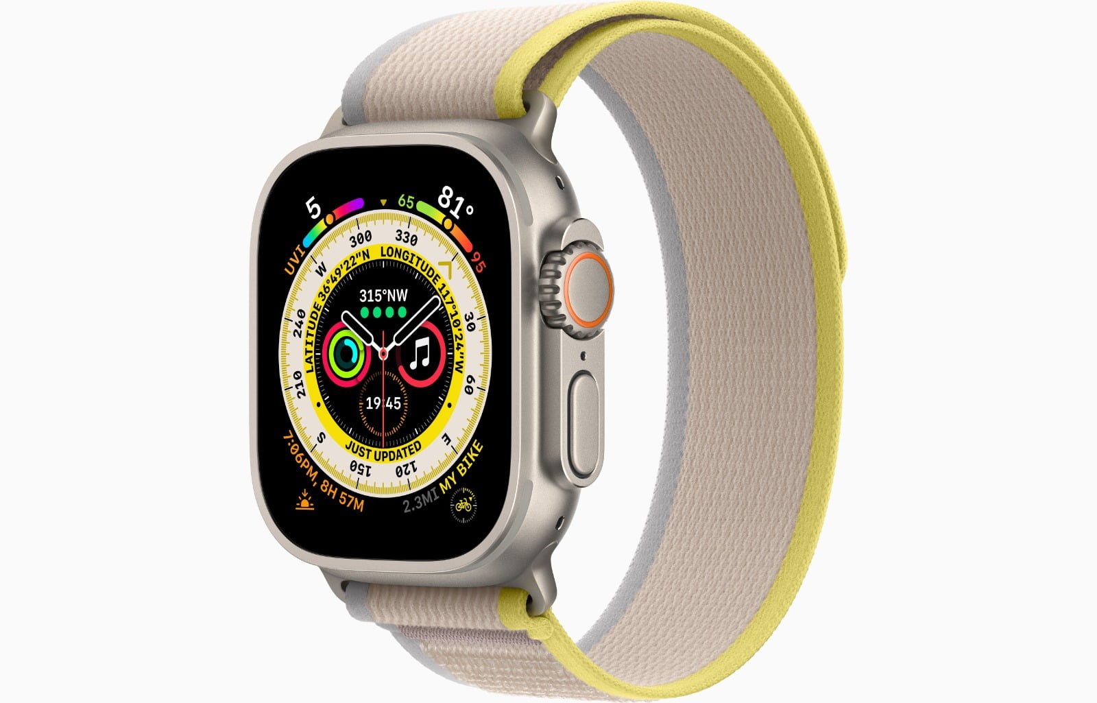 APPLE WATCH ULTRA 49MM TITANIUM YELLOW BEIGE TRAIL LOOP