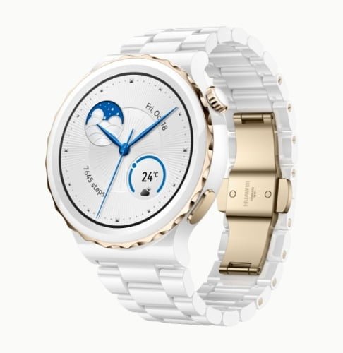 HUAWEI GT 3 PRO GOLD BEZEL WHITE CERAMIC CASE WITH WHITE CERAMIC STRAP FRG-B19