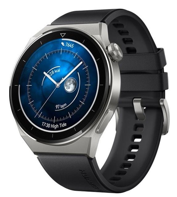 HUAWEI WATCH GT 3 PRO LIGHT TITANIUM CASE WITH BLACK FLUOROELASTOMER STRAP ODN-B19