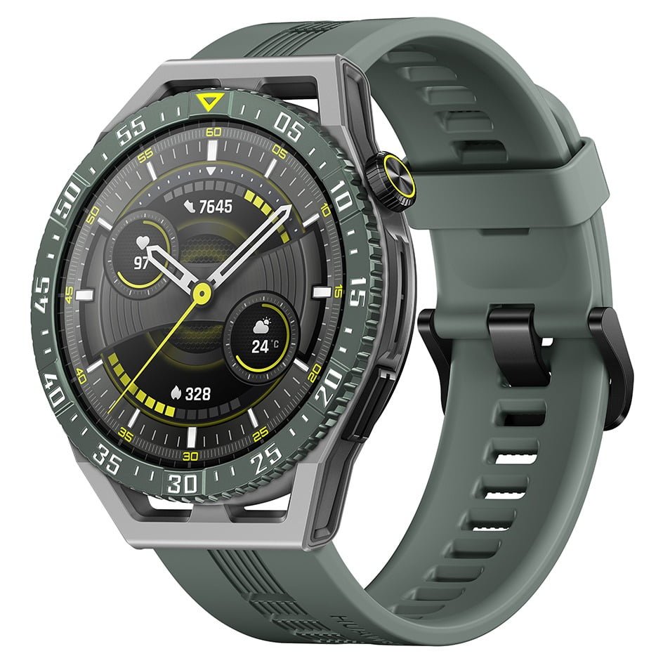 HUAWEI WATCH GT 3 SE GREY DURABLE POLYMER FIBER WATCH CASE GREEN TPU STRAP RUNEB29