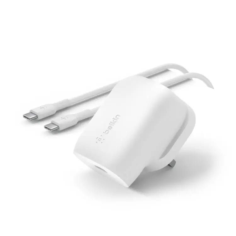 BELKIN BOOST CHARGE 30W USB C TO USB C CABLE WALL CHARGWE WITH PPS WHITE WCA005MY1MWH