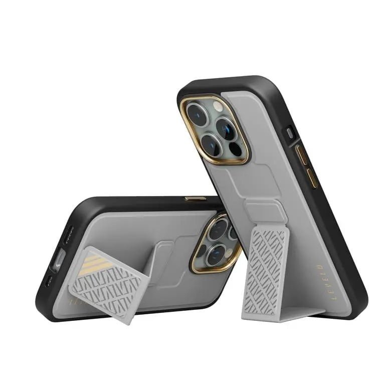 LEVELO MORPHIX CUERO IPHONE 15 PRO/PRO MAX PREMIUM LEATHER KICKSTAND GRIP CASE
