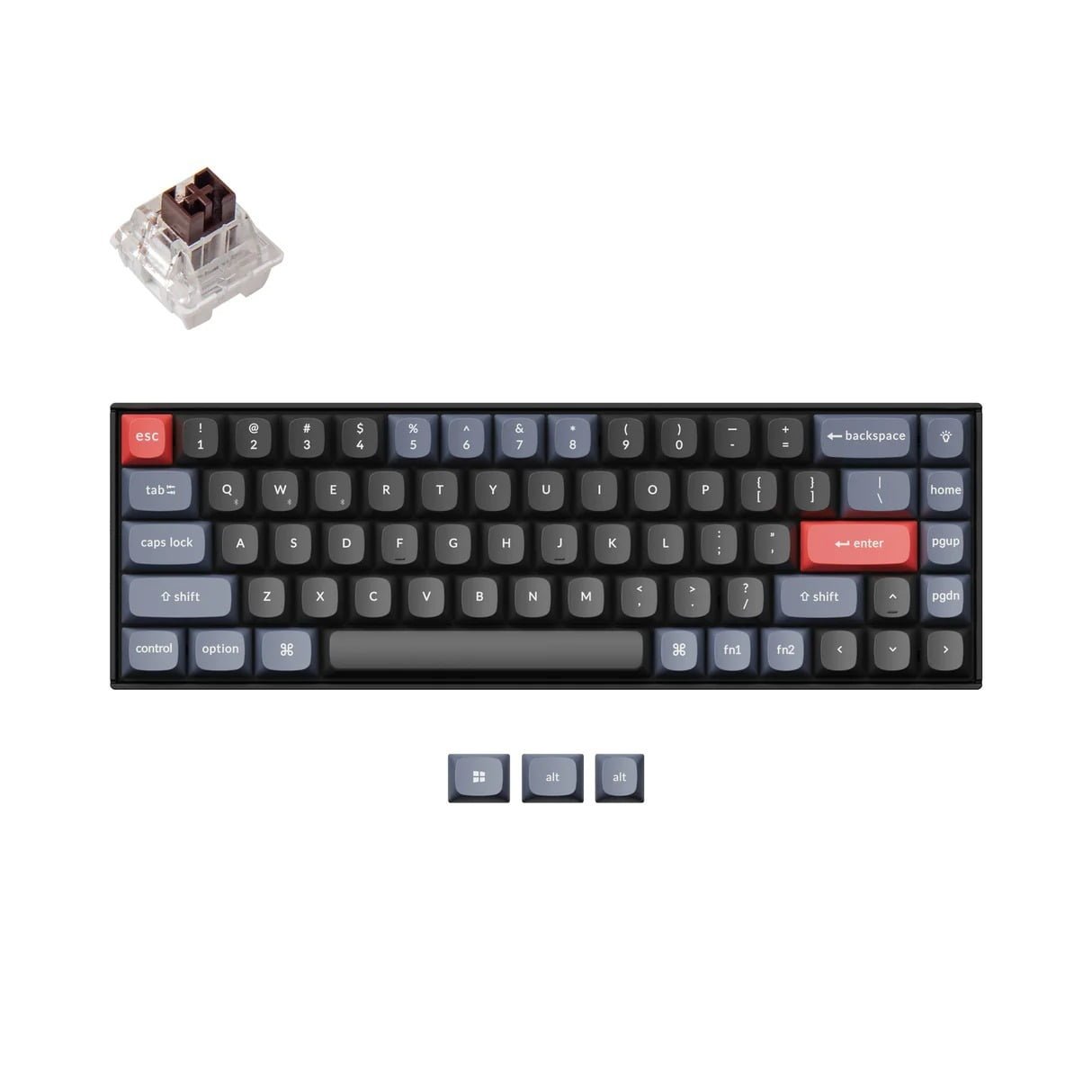 KEYCHRON K6 PRO WIRELESS MECHANICAL KEYBOARD BLACK SWAPPABLE RGB BACKLIGHT BROWN SWITCH BLACK K6P-H3