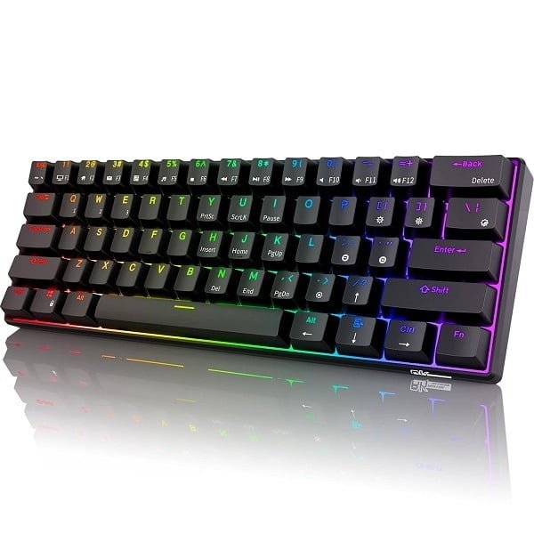 ROYAL KLUDGE GAMING KEYBOARD RGB TRI MODE HOT PLUG BLUE SWITCH BLACK RK61