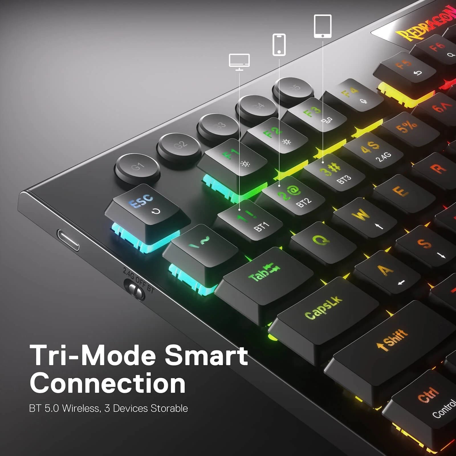 REDRAGON HORUS MECHANICAL KEYBOARD RED SWITCH K618-RGB thumbnail 5
