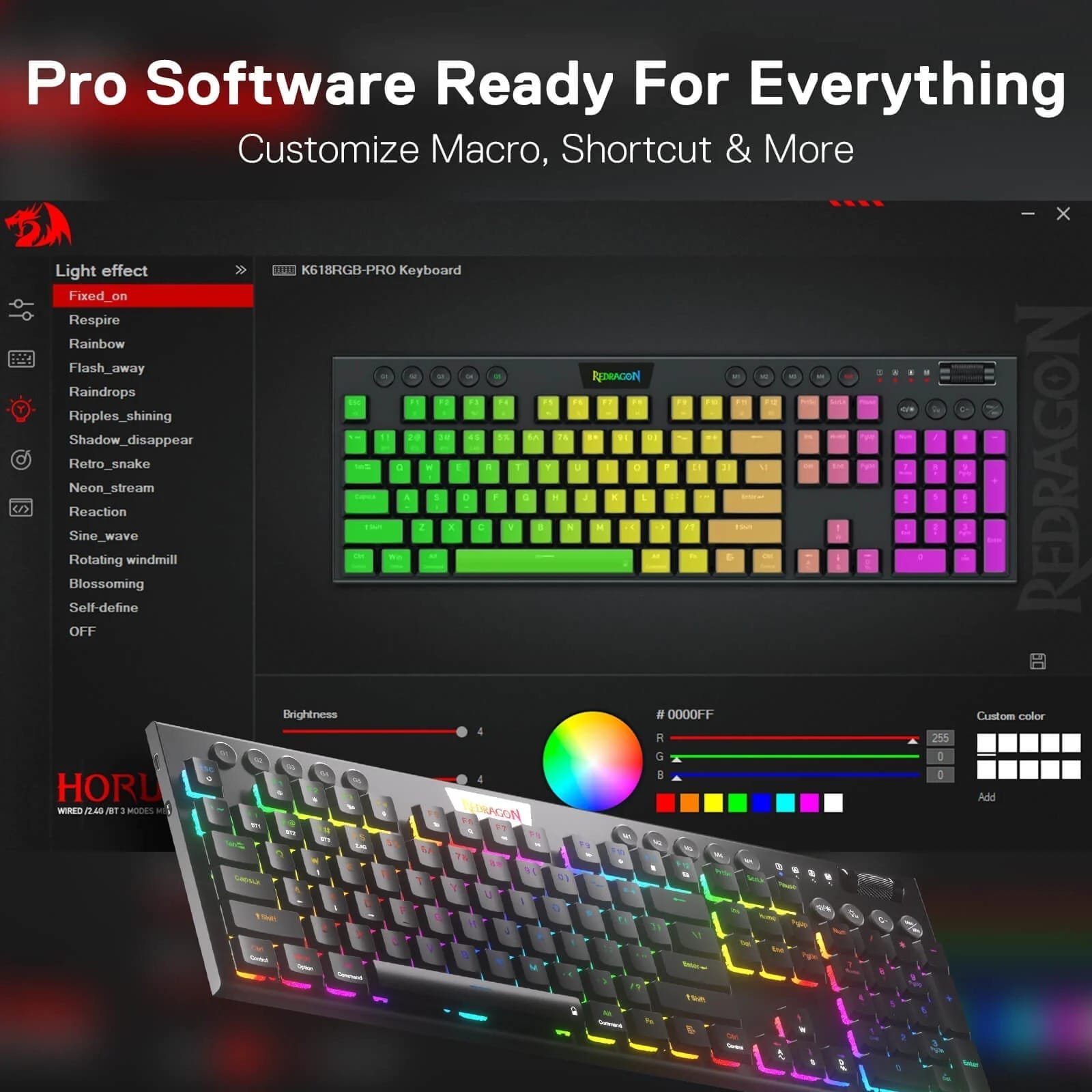 REDRAGON HORUS MECHANICAL KEYBOARD RED SWITCH K618-RGB thumbnail 4