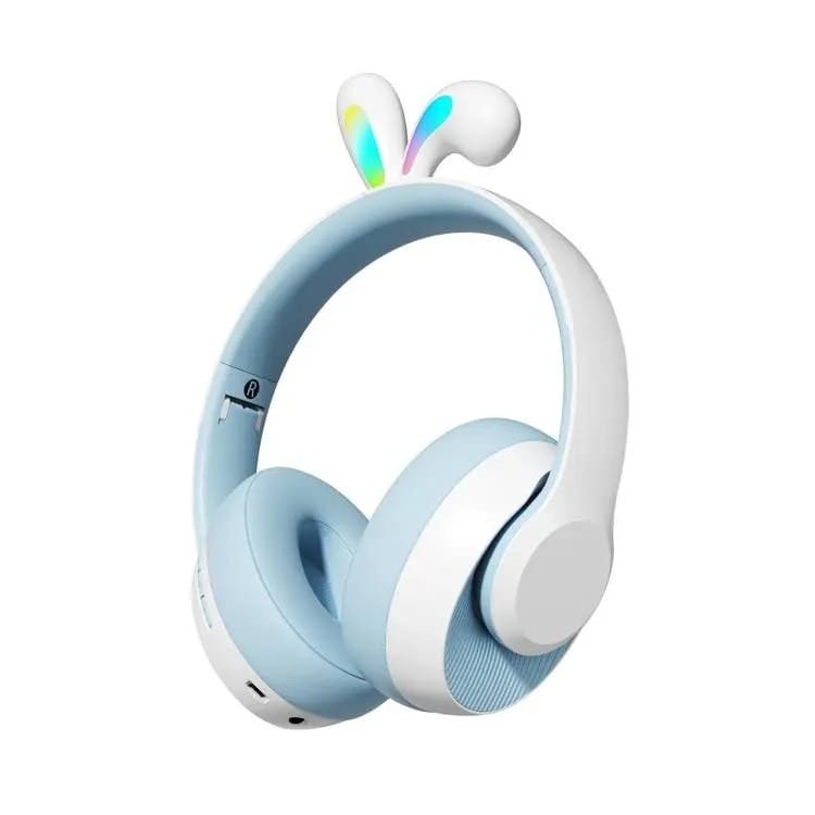 Porodo Soundtec Kids Wireless Rabbit Ear LED Lights Headphone Blue