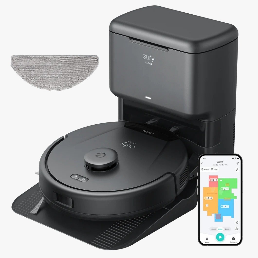 Eufy RoboVac L60 Hybrid Robotic Vacuum with Self-Empty Station - Black T2278V11