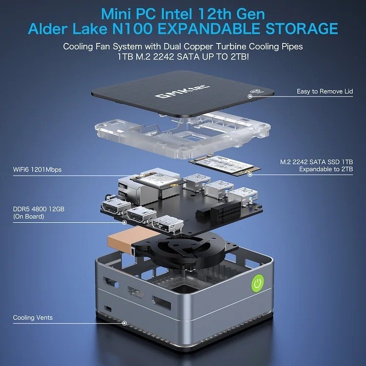 GMKtec Mini PC Intel N100 12th Gen - 12GB/512GB SSD, Win 11 Pro - NUCBox-G2 thumbnail 8