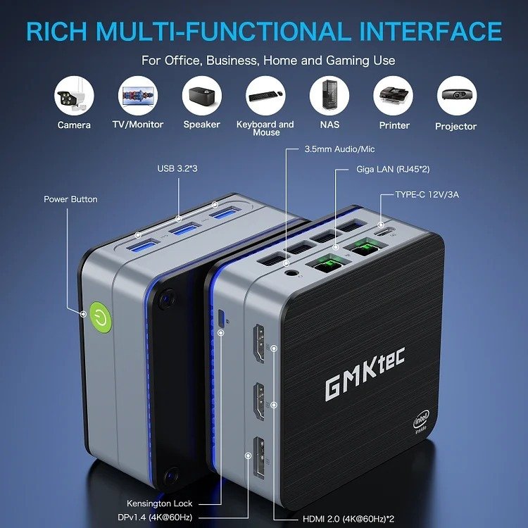 GMKtec Mini PC Intel N100 12th Gen - 12GB/512GB SSD, Win 11 Pro - NUCBox-G2 thumbnail 4