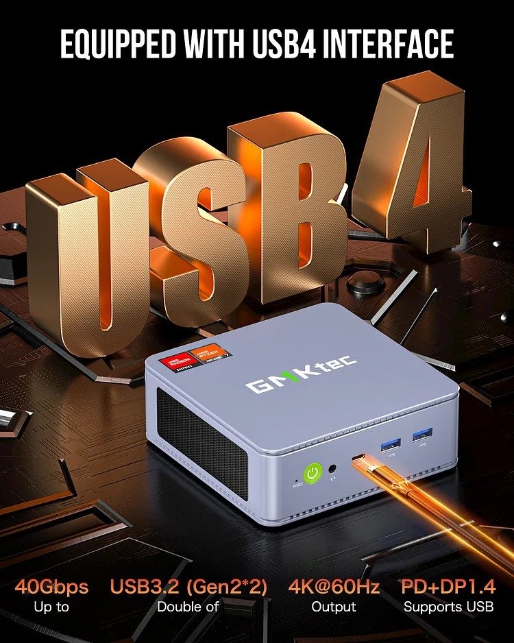 GMKtec Mini PC AMD 7840HS - 32GB/1TB SSD, Win 11 Pro - NUCBox-K6 thumbnail 4